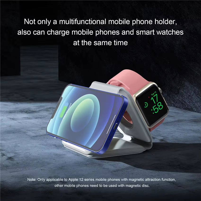 100W 3 in 1 Magnetic Wireless Charger Pad Stand for Iphone 14 13 12 Pro Max Airpods Iwatch Fast Wireless Charging Dock Station